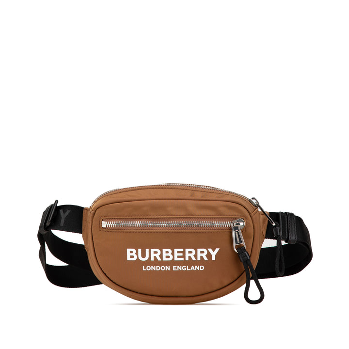 Nylon Logo Cannon Belt Bag Brown - Gaby Paris