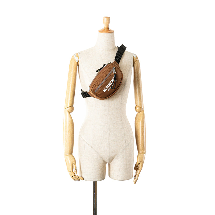 Nylon Logo Cannon Belt Bag Brown - Gaby Paris