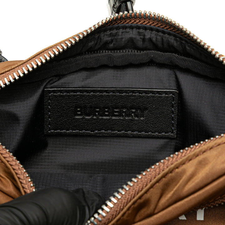 Nylon Logo Cannon Belt Bag Brown - Gaby Paris