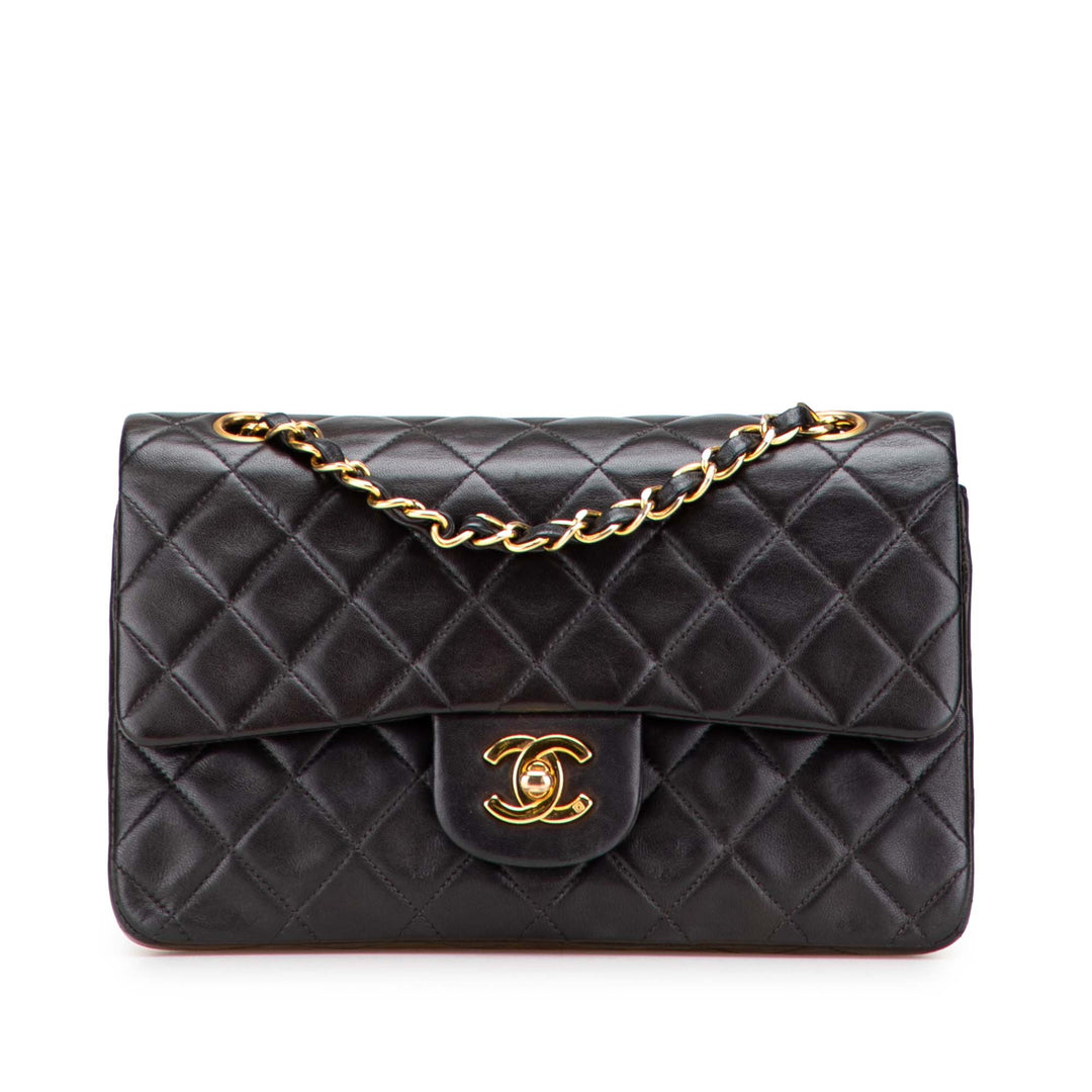 Small Classic Lambskin Double Flap Black - Gaby Paris