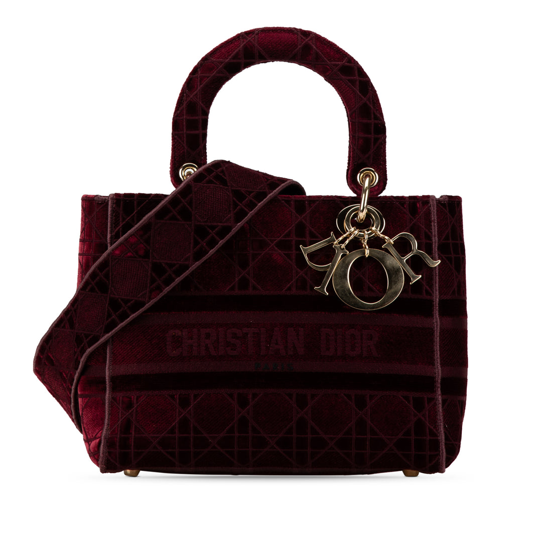 Medium Velvet Cannage Lady D Lite Red - Gaby Paris