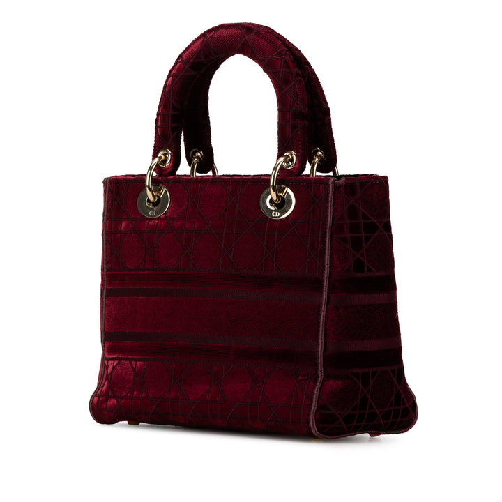 Medium Velvet Cannage Lady D Lite Red - Gaby Paris