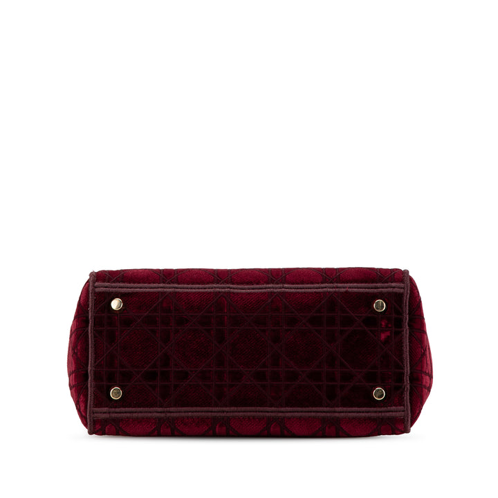 Medium Velvet Cannage Lady D Lite Red - Gaby Paris