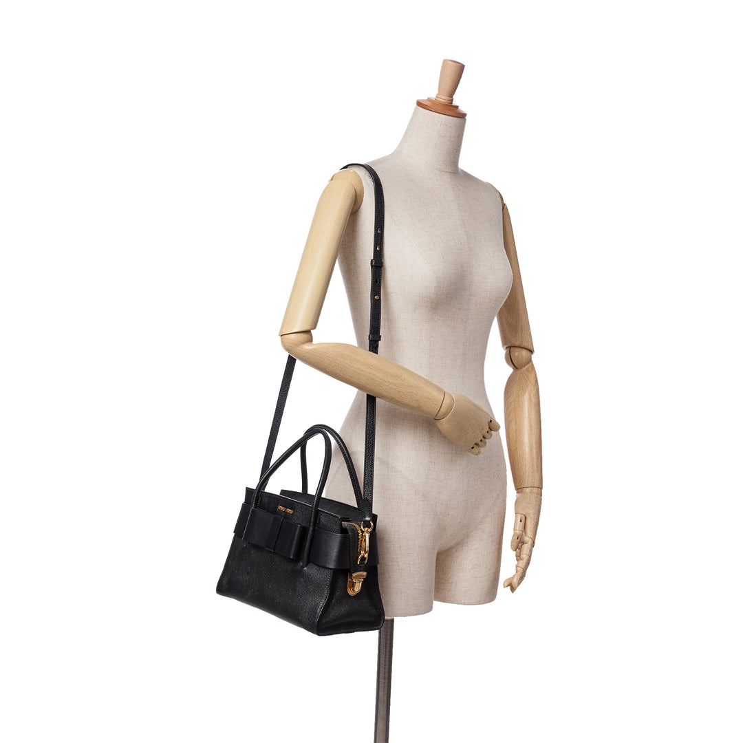 Madras Fiocco Bow Satchel Black - Gaby Paris