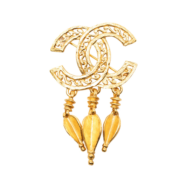 Chanel CC plaqué Filigree Pin Broche Métal