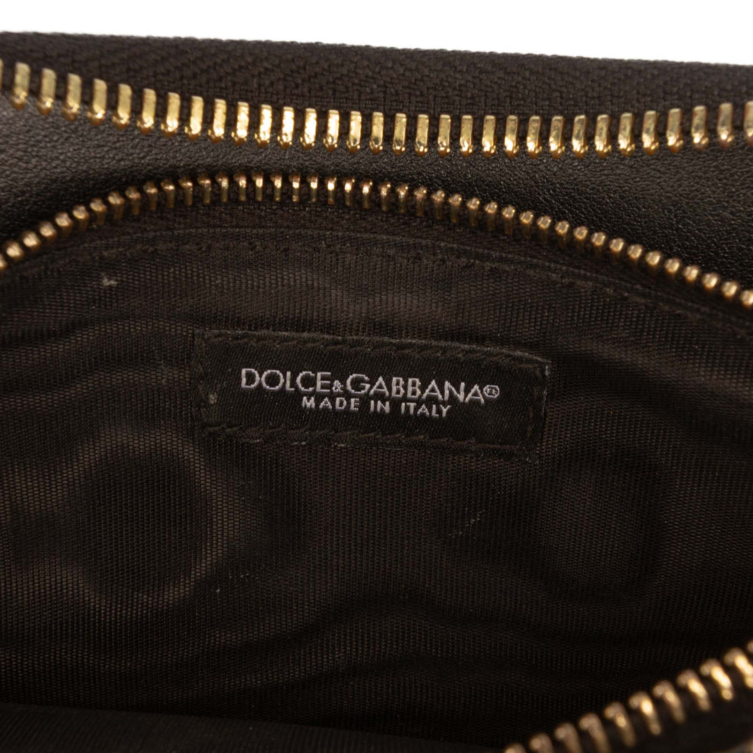 Logo Plaque Strapped Portefeuille Cuir de veau Noir