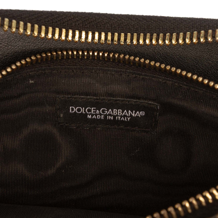 Logo Plaque Strapped Portefeuille Cuir de veau Noir