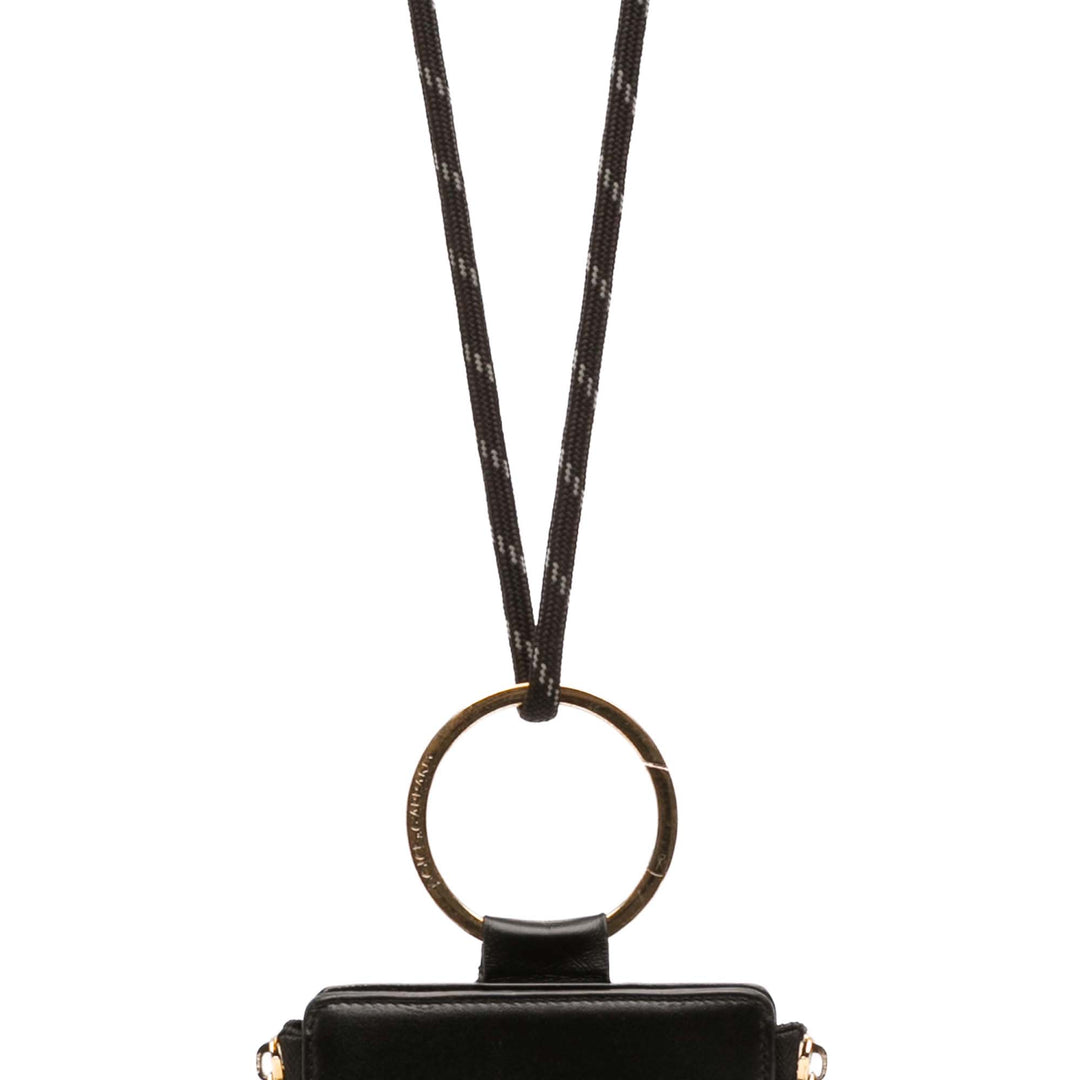 Logo Plaque Strapped Portefeuille Cuir de veau Noir
