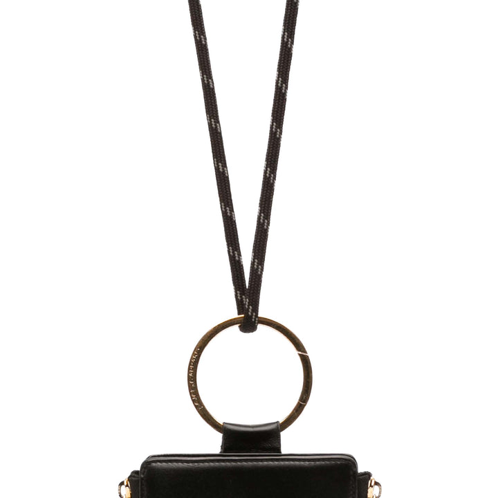 Logo Plaque Strapped Portefeuille Cuir de veau Noir