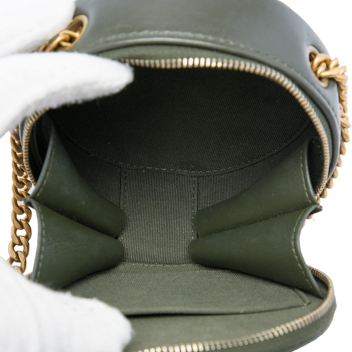 Chanel CC Matelassé Rond Pochette avec chaîne Cuir d'agneau