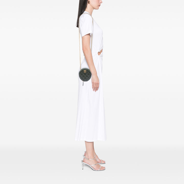 Chanel CC Matelassé Rond Pochette avec chaîne Cuir d'agneau