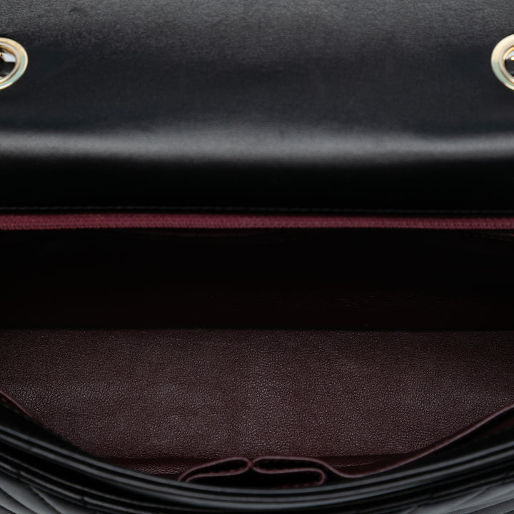 Chanel CC Chevron Matelassé Cuir d’agneau Simple rabat