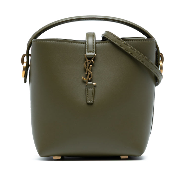 Saint Laurent Mini Shiny Cuir de veau Le 37 Bucket Bag Vert