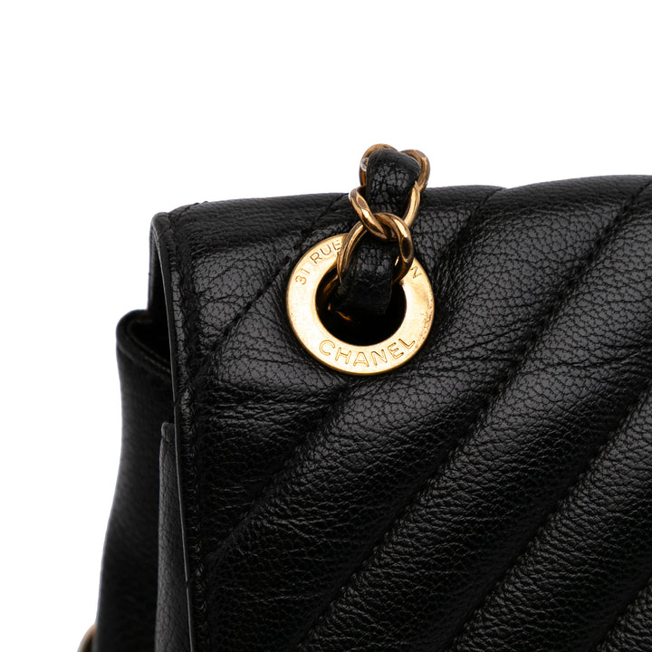 Large Diagonal Quilted Goatskin Flap Black - Gaby Paris