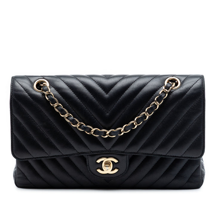 Chanel Medium Classic Chevron Cuir d’agneau Double rabat