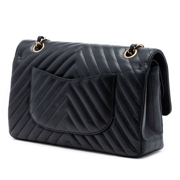 Chanel Medium Classic Chevron Cuir d’agneau Double rabat