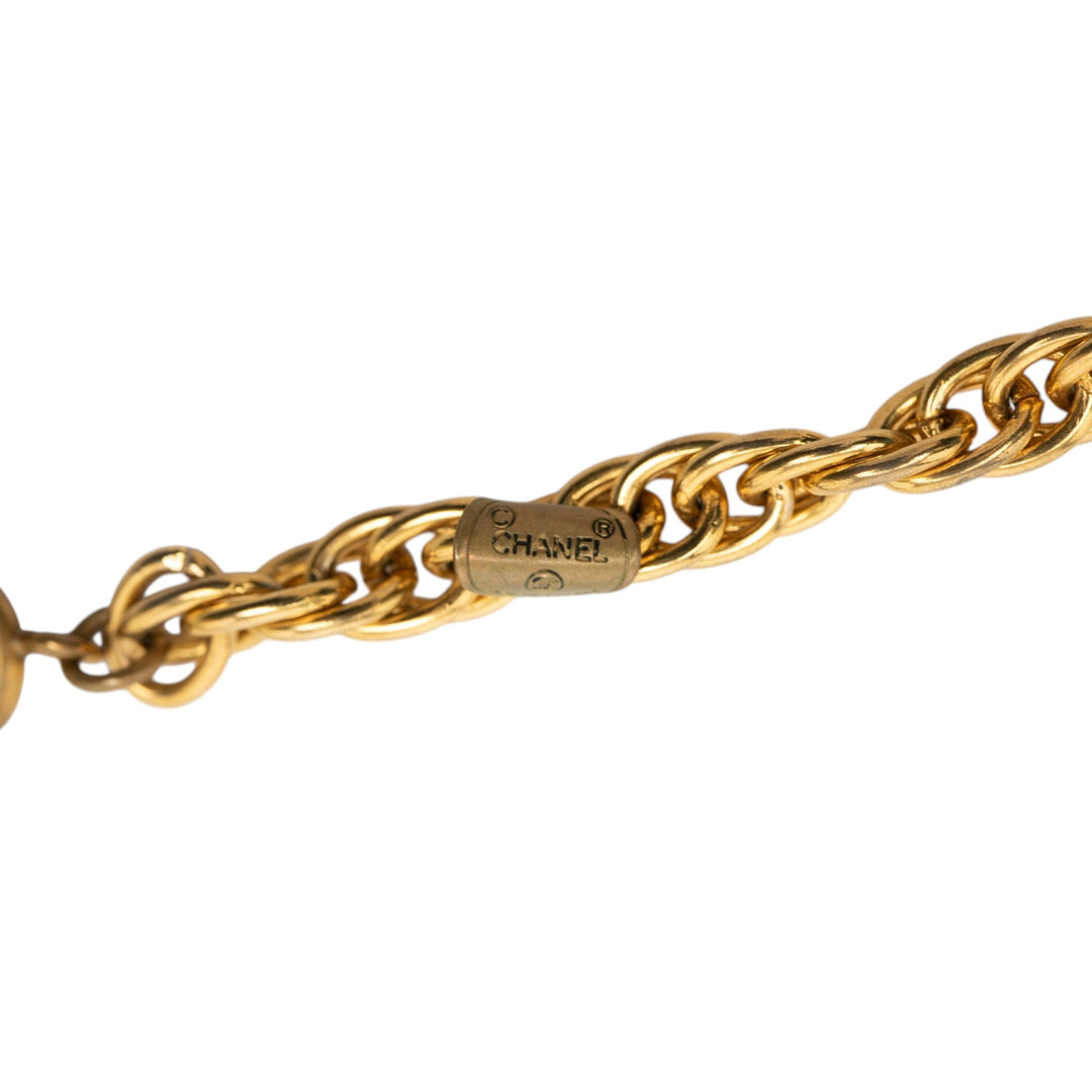 Chanel CC plaqué Strass Medallions Pendant Collier