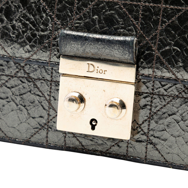 Dior Metallic froissé Cuir de veau Cannage Miss Dior Promenade Sac porté croisé