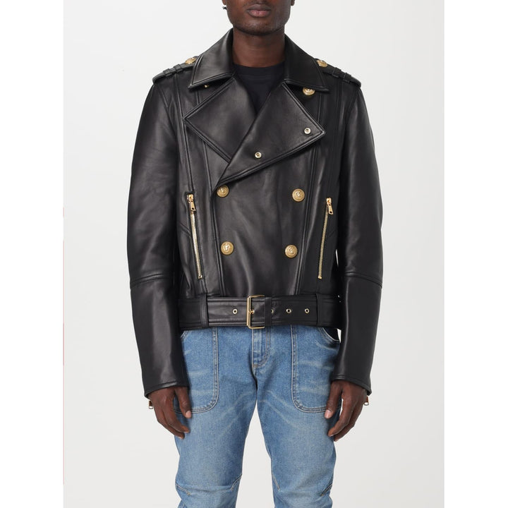 BALMAIN Blouson biker en cuir de veau