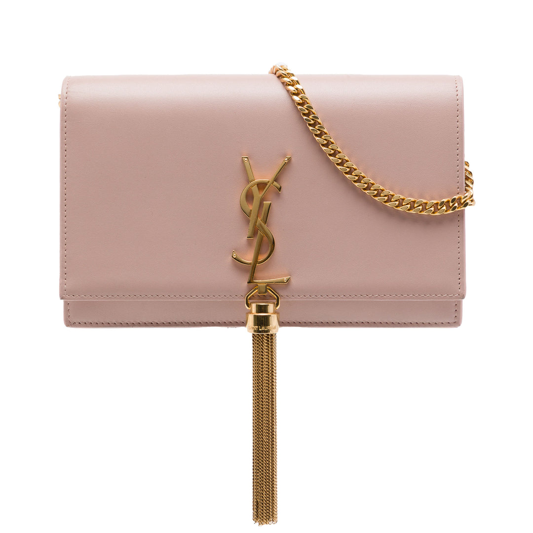 Kate Pompon Wallet on Chain Cuir de veau lisse Rose