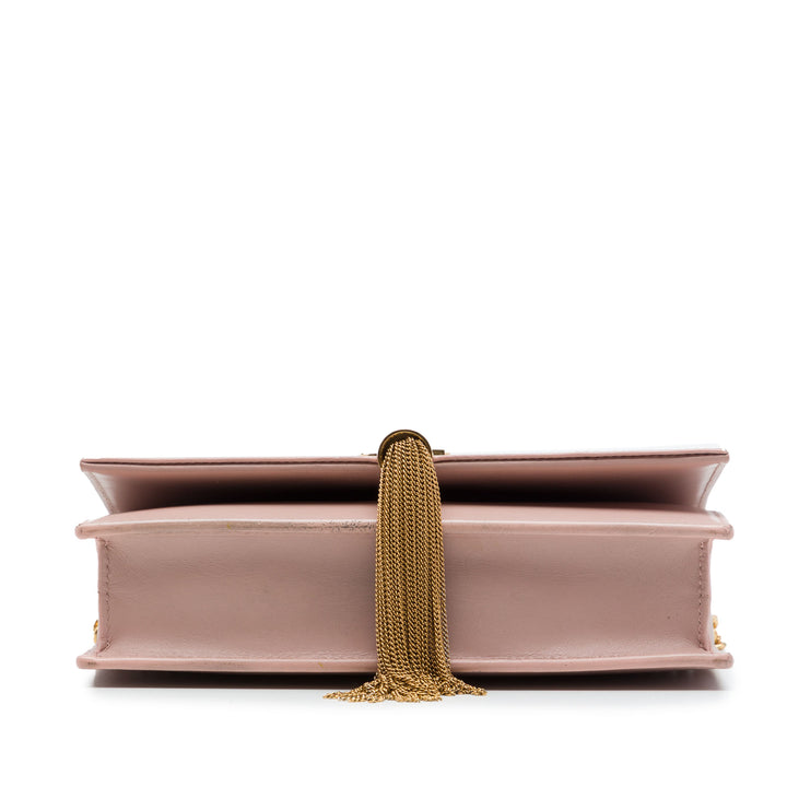 Kate Pompon Wallet on Chain Cuir de veau lisse Rose