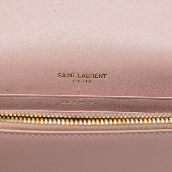Kate Pompon Wallet on Chain Cuir de veau lisse Rose