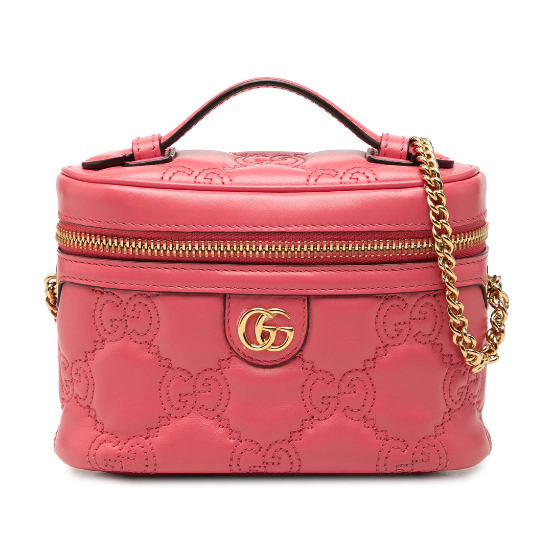 Gucci GG Marmont Matelasse Vanity Sac à chaîne Mini Cuir de veau Rose