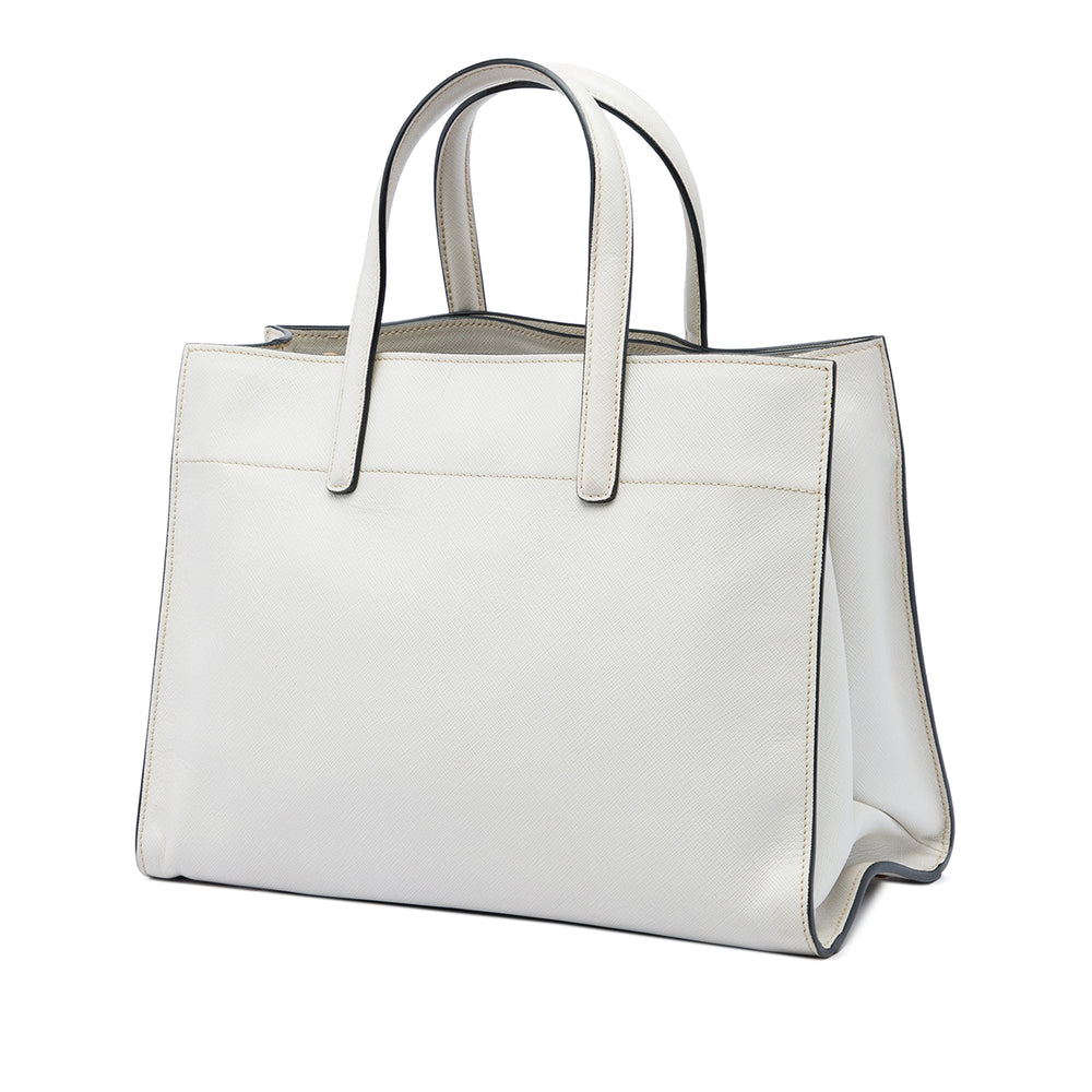 Prada Cabas Souple Triple Poche Saffiano Blanc – vue 2 – GABY PARIS