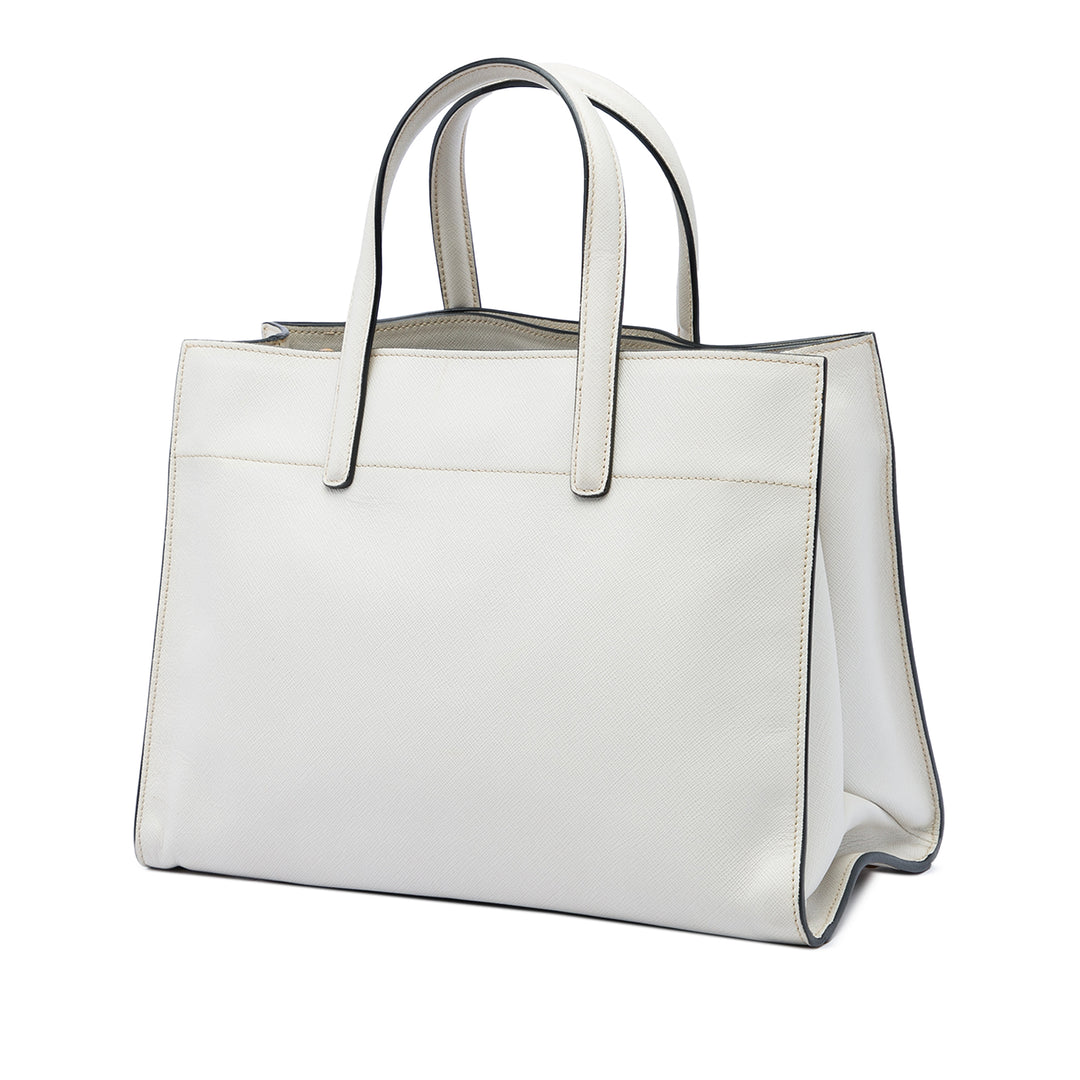 Prada Cabas Souple Triple Poche Saffiano Blanc – vue 2 – GABY PARIS