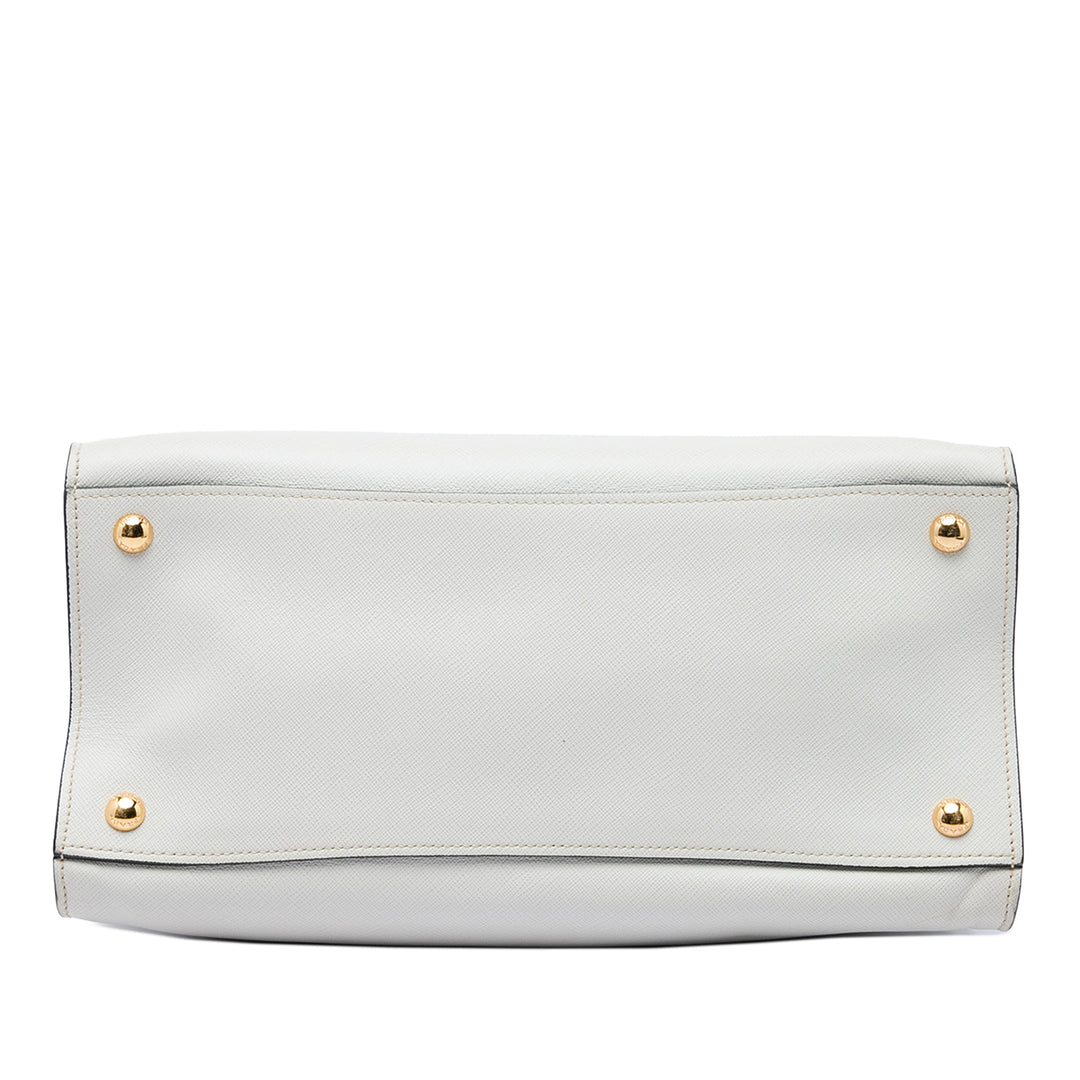 Prada Cabas Souple Triple Poche Saffiano Blanc – vue 3 – GABY PARIS