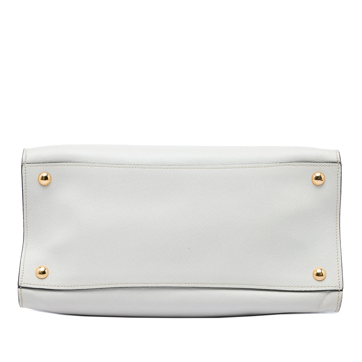 Prada Cabas Souple Triple Poche Saffiano Blanc – vue 3 – GABY PARIS