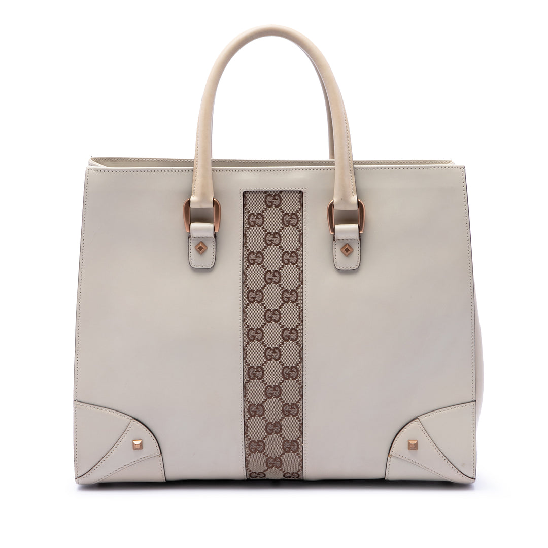 Gucci Cuir de veau et GG Toile Nailhead Cabas