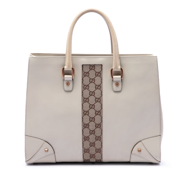 Gucci Cuir de veau et GG Toile Nailhead Cabas