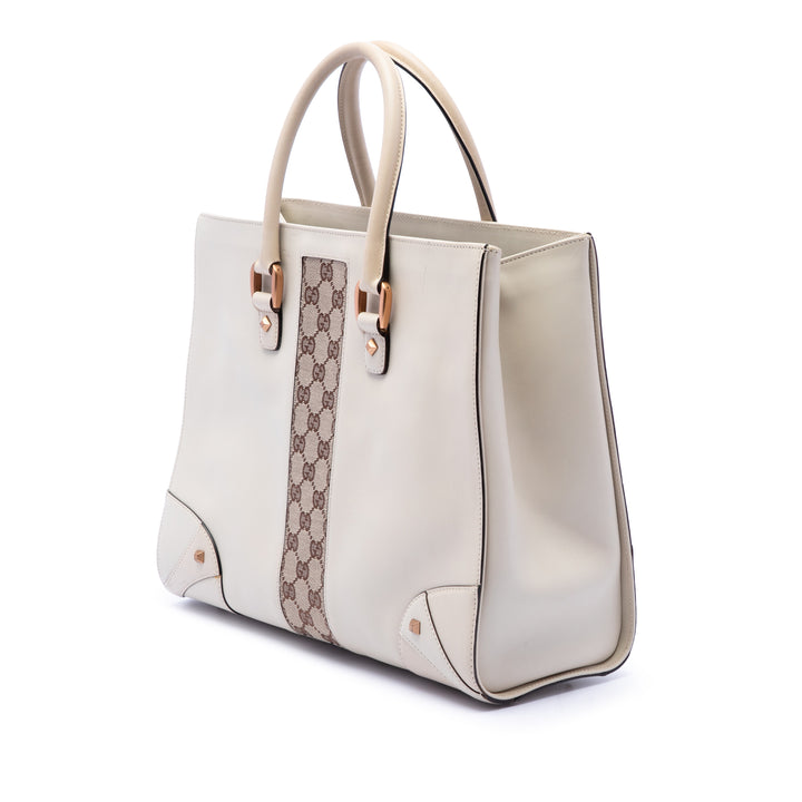 Gucci Cuir de veau et GG Toile Nailhead Cabas