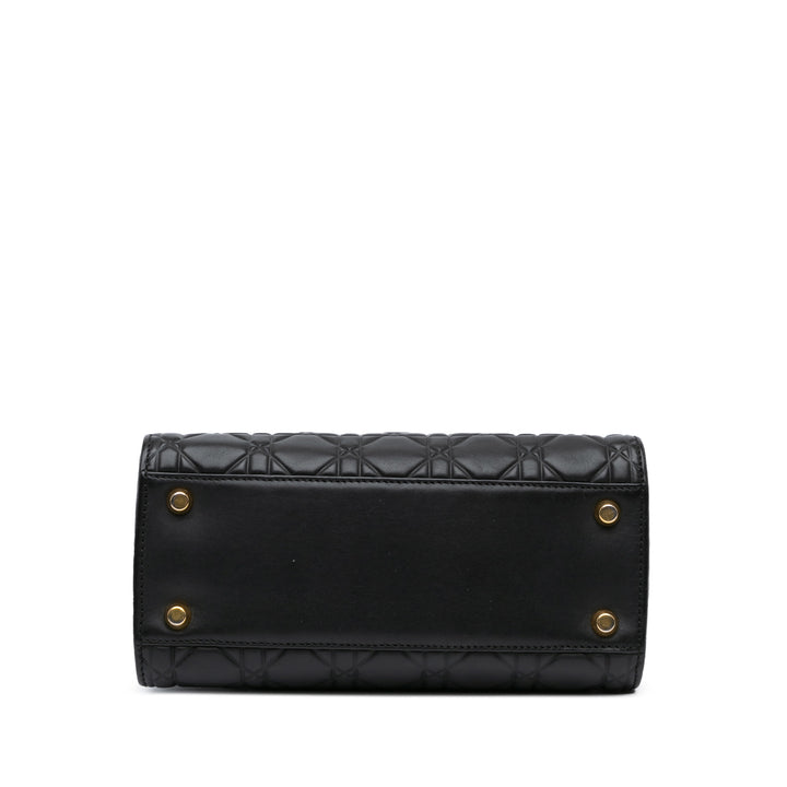 Medium Lambskin Cannage Supple Lady Dior Black - Gaby Paris