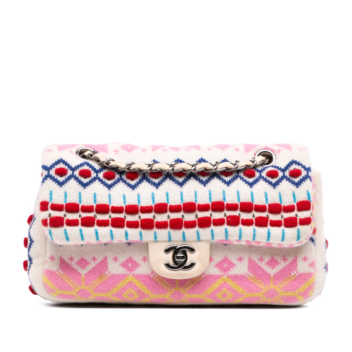 Chanel Medium Classic Multicolor Cashmere Knit Single Flap Blanc – GABY PARIS Authentique