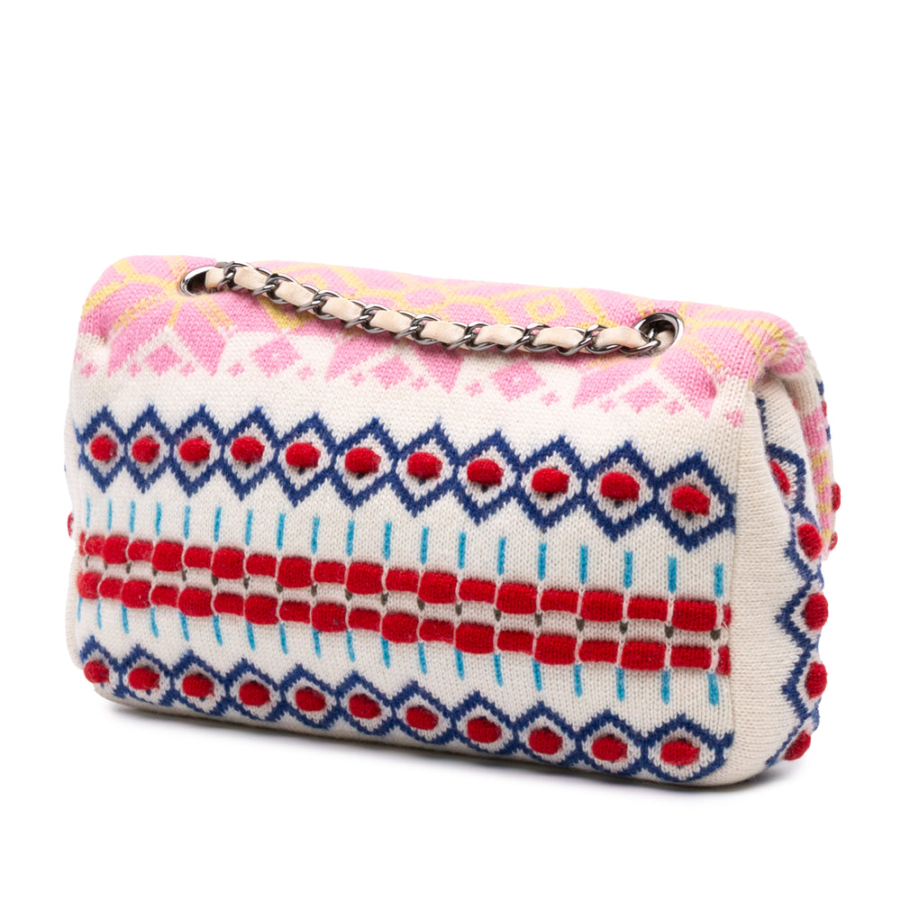 Chanel Medium Classic Multicolor Cashmere Knit Single Flap Blanc – GABY PARIS Authentique