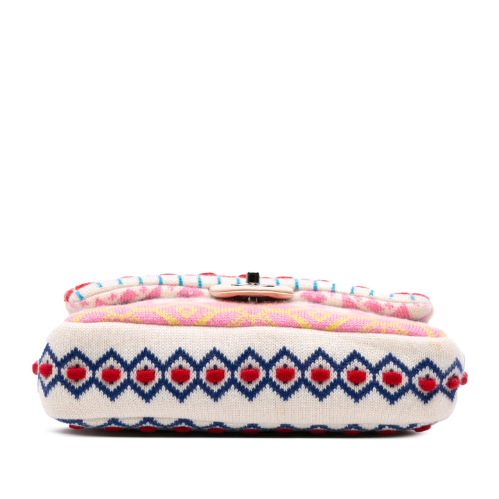 Chanel Medium Classic Multicolor Cashmere Knit Single Flap Blanc – GABY PARIS Authentique