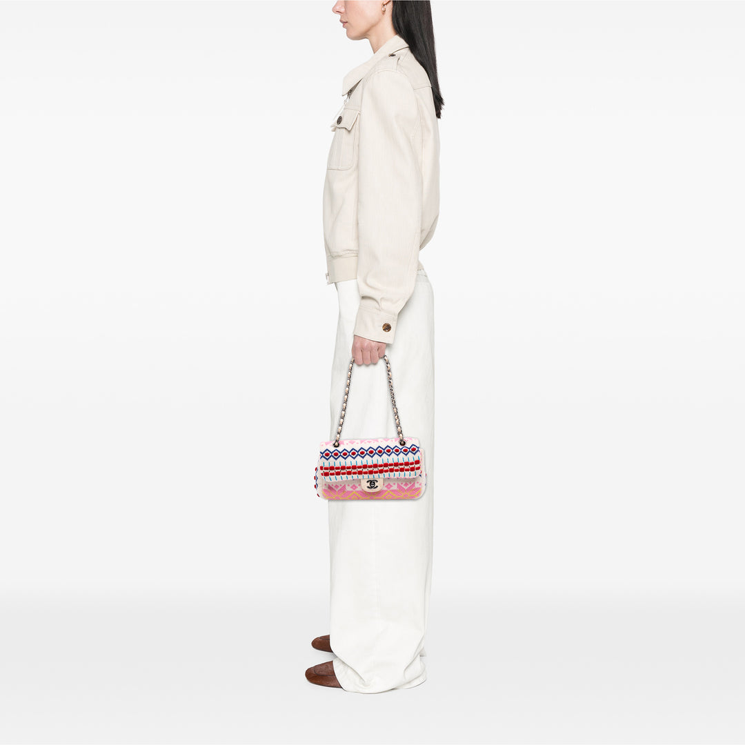 Chanel Medium Classic Multicolor Cashmere Knit Single Flap Blanc – GABY PARIS Authentique