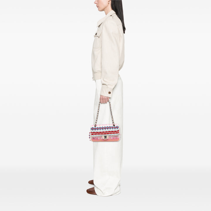 Chanel Medium Classic Multicolor Cashmere Knit Single Flap Blanc – GABY PARIS Authentique