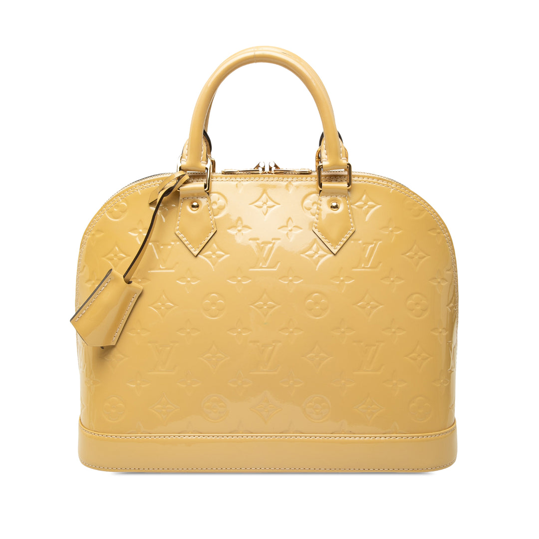 Louis Vuitton Alma PM Cuir verni Monogram Beige – vue principale – GABY PARIS