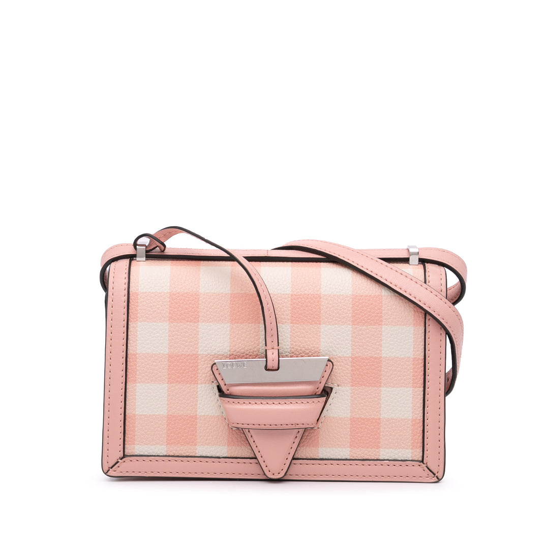 Small Leather Gingham Barcelona Crossbody Pink - Gaby Paris