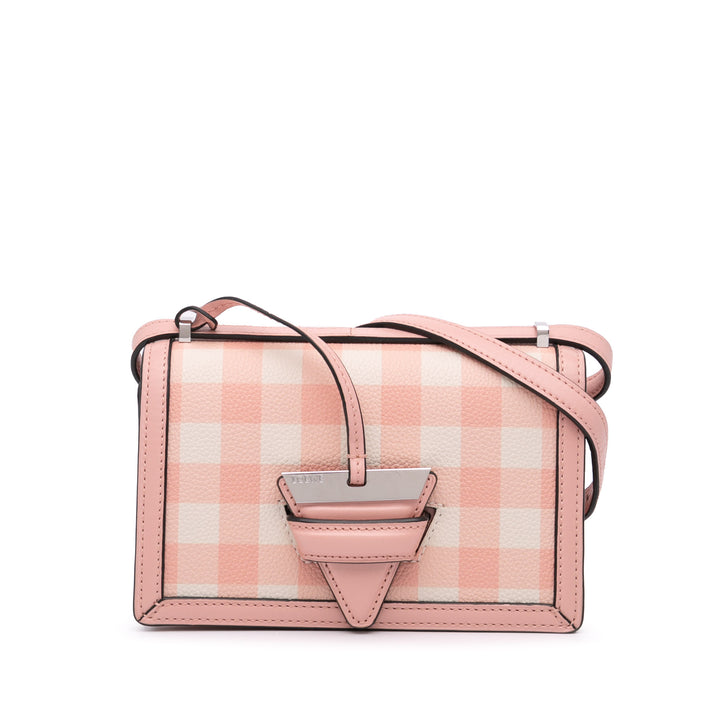 Small Leather Gingham Barcelona Crossbody Pink - Gaby Paris