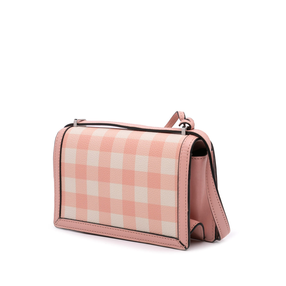 Small Leather Gingham Barcelona Crossbody Pink - Gaby Paris