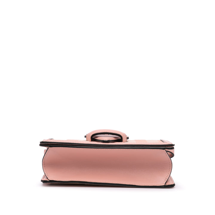 Small Leather Gingham Barcelona Crossbody Pink - Gaby Paris