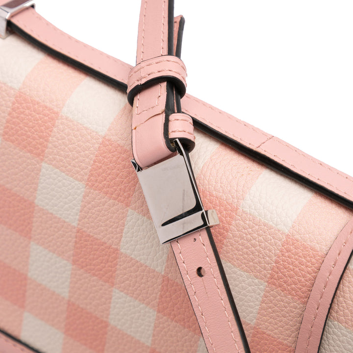 Small Leather Gingham Barcelona Crossbody Pink - Gaby Paris