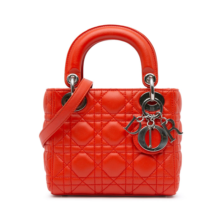 Mini Cannage Lambskin Lady Dior Red - Gaby Paris