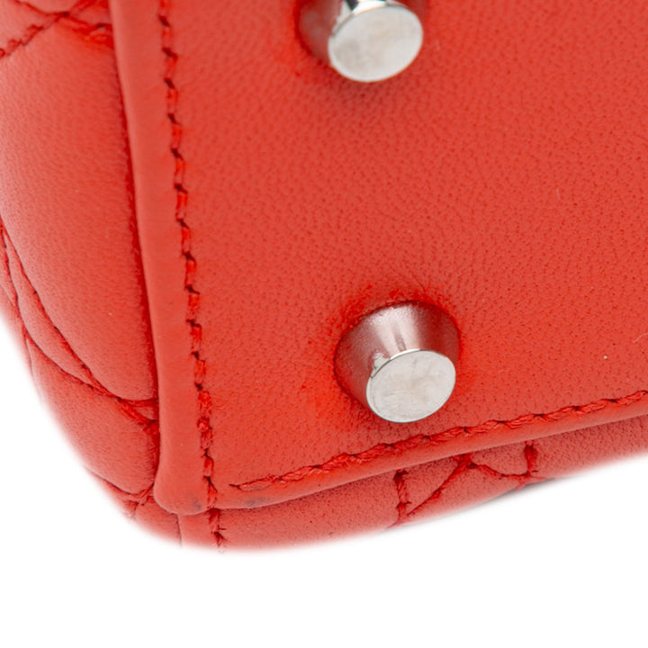 Mini Cannage Lambskin Lady Dior Red - Gaby Paris