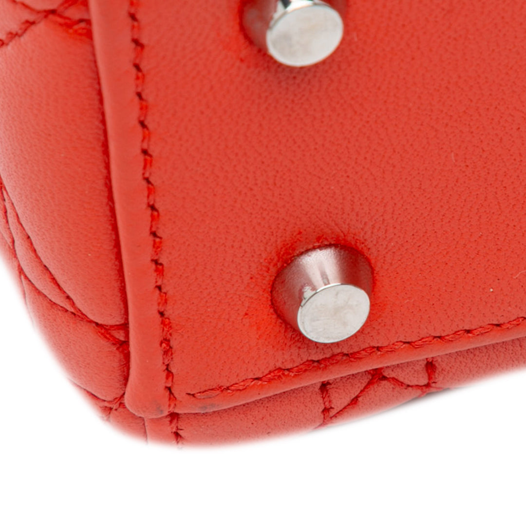 Mini Lambskin Cannage Lady Dior Red - Gaby Paris