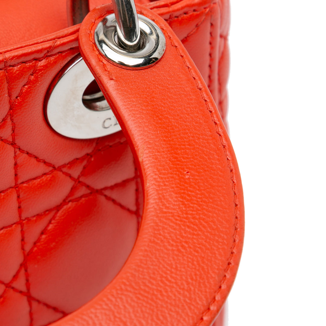 Mini Cannage Lambskin Lady Dior Red - Gaby Paris